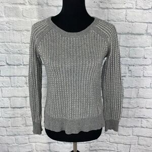a.n.a. Long sleeve sweater w/stripe stitching, grey/white sz XS